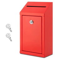 Detailed information about the product Metal Donation Box with Lock,Wall Mounted,Suggestion Box,RED,Cash Drop Box with Slot,1-Pack