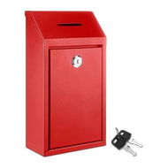 Detailed information about the product Metal Donation Cash Box Collection Safe Suggestion Box with Lock Wall Mounted Mailbox Delivery Ballot Container, 14.5 x 7.5 x 26 cm, Red