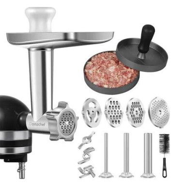 Metal Meat Grinder Attachment for KitchenAid Stand Mixer, Sausage Stuffer, Burger Press Maker, Food Processor Accessories for KA machine