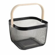 Detailed information about the product Metal Mesh Steel Basket Garden Harvest Basket Vegetables Square Wire Basket with Handle Storage Organizer Multi-functional Fruit Basket (Black)