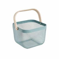 Detailed information about the product Metal Mesh Steel Basket Garden Harvest Basket Vegetables Square Wire Basket with Handle Storage Organizer Multi-functional Fruit Basket (Blue)