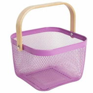 Detailed information about the product Metal Mesh Steel Basket Garden Harvest Basket Vegetables Square Wire Basket with Handle Storage Organizer Multi-functional Fruit Basket (Purple)