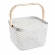 Detailed information about the product Metal Mesh Steel Basket Garden Harvest Basket Vegetables Square Wire Basket with Handle Storage Organizer Multi-functional Fruit Basket (White)