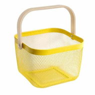 Detailed information about the product Metal Mesh Steel Basket Garden Harvest Basket Vegetables Square Wire Basket with Handle Storage Organizer Multi-functional Fruit Basket (Yellow)