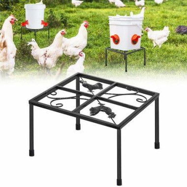 Metal Stand for Chicken Feeder Waterer,Iron Stand Holder with 4 Legs,Rectangular Supports Rack for Buckets Barrels Equipped Installed with Feeder Waterer Port (1pcs)