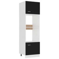 Detailed information about the product Microwave Cabinet Black 60x57x207 cm Engineered Wood