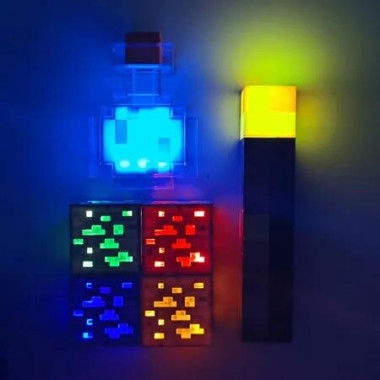 Minecraft Brownstone Torch Lamp LED Night Light Gaming Decor Bedroom Side Table Desk Lighting Accessory 29cm