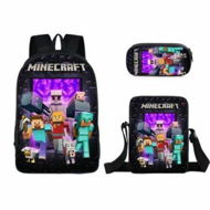 Detailed information about the product Minecraft School Bag For Primary And Secondary School Students My World Game Peripheral Backpack Three-Piece Set, Backpack+Shoulder Bag+Pencil Case