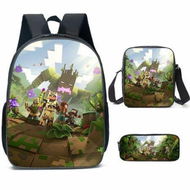 Detailed information about the product Minecraft School Bag For Primary And Secondary School Students My World Game Peripheral Backpack Three-Piece Set, Backpack+Shoulder Bag+Pencil Case