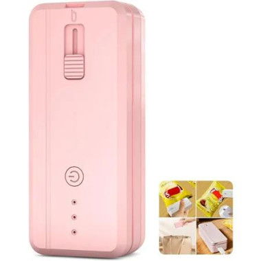 Mini Bag Sealer Handheld Heat Sealer and Cutter, 1300mAh Rechargeable Portable Mini Sealing Machine for Chip Bags Food Storage, Pink