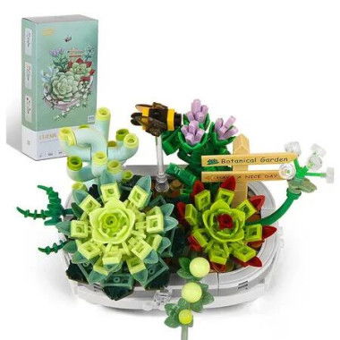 Mini Bricks Succulent Plant Building Kit,389PCS DIY Simulating Plant Ecology Collection Building Toy,Bouquet Set Gifts for Children