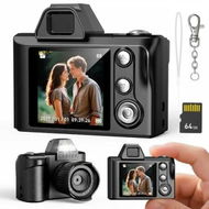 Detailed information about the product Mini Digital Camera 1080P HD Video 1.3 Inch Screen Retro Small Keychain Camera with 64GB SD Card for Travel Study Recording-Black
