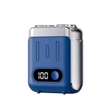 Mini Electric Shaver With Digital Screen USB Rechargeable Travel Trimmer Electric Beard Shaver Blue