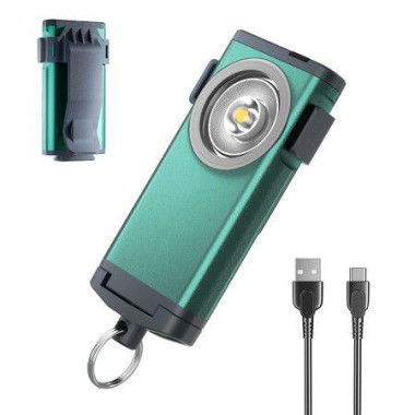 Mini Flashlight Keychain 500 Lumens Rechargeable Pocket Flashlight Magnetic Hat Clip For TravelWalkingHiking-Green