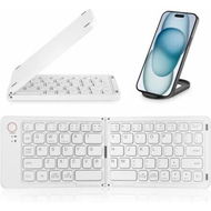 Detailed information about the product Mini Foldable Bluetooth Keyboard with Holder Travel Portable Rechargeable Keyboard for Android Windows iOS,Support 3 Devices(White)
