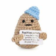 Detailed information about the product Mini Funny Positive Potato,3 Inch Knitted Crochet Doll,Ideal for Cheer Up,Encouragement,Room Decor,Gifts for Friends,Lovers,Valentine's Day (blue)