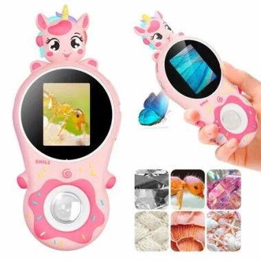 Mini Handheld Digital Toy Microscope,Biological for Kids Educational Science Toys,Christmas Birthday Gifts for Age 3+ Kids-Pink