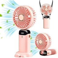 Detailed information about the product Mini Handheld Portable Hanging Neck Fan Adjustable USB Rechargeable With 5 Speeds For Home Office Travel (3000mAh - Pink)