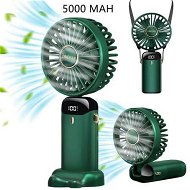 Detailed information about the product Mini Handheld Portable Hanging Neck Fan Adjustable USB Rechargeable With 5 Speeds For Home Office Travel (5000mAh - Green)