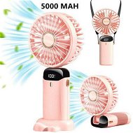 Detailed information about the product Mini Handheld Portable Hanging Neck Fan Adjustable USB Rechargeable With 5 Speeds For Home Office Travel (5000mAh - Pink)