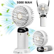 Detailed information about the product Mini Handheld Portable Hanging Neck Fan Adjustable USB Rechargeable With 5 Speeds For Home Office Travel (5000mAh - White)