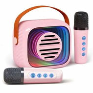 Detailed information about the product Mini Karaoke Machine for Kids- Portable Bluetooth Speaker with 2 Microphone 5 Voice Changing Effects for Christmas Gifts(Pink)