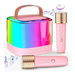 Mini Karaoke Machine for Kids, Portable Bluetooth Karaoke Speaker with 2 Wireless Mics and LED Color Lights, Home KTV, Birthday for Girls and Boys, Pink. Available at Crazy Sales for $24.95