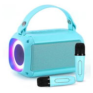 Detailed information about the product Mini Karaoke Machine for Kids, Portable Bluetooth Speaker, with 2PCS Wireless Microphones, Microphone Toys, for Girls and Boys Birthday Gift (Blue)