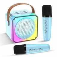 Detailed information about the product Mini Karaoke Machine for Kids,Portable Bluetooth Karaoke Speaker with 2 Wireless Microphones,Kids Karaoke Machine Agr3+ Blue