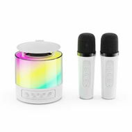 Detailed information about the product Mini Karaoke Machine for Kids,Portable Bluetooth Speaker with Wireless Microphone and LED Color Lights for Home Birthday Party (White,2 Mics)