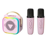 Detailed information about the product Mini Karaoke Machine Portable Singing Toys Speaker with 2 Wireless Microphones for Girls and Boys (Pinkï¼‰