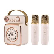 Detailed information about the product Mini Karaoke Machine with 2 Wireless Microphones for Kids, Portable Bluetooth Speaker Toy for Boys and Girls, Home Party, Birthday Gift, Travel (Beige)