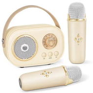 Detailed information about the product Mini Karaoke Machine,Portable Bluetooth Speaker with 2 Wireless Microphones and Stereo Sound Enhanced Bass,Gifts forAge3+ Home Party (Beige)