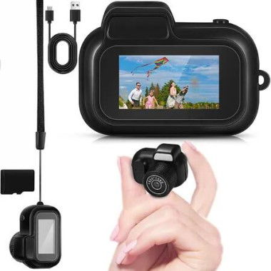 Mini Keychain Camera 1080p Small Retro Portable Photo Video Camera 100 Mins Battery Life Micro Video Camcorder for Travel Study Recording 16GB