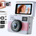 Mini Keychain Digital Camera, 1080P HD Pocket Retro Camera with 32GB Card, 1.47inch Flip LCD Portable Vlog Camera for Travel (Pink). Available at Crazy Sales for $34.95