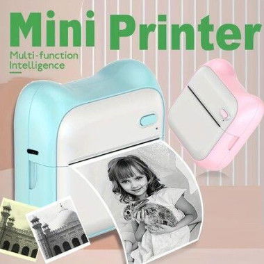 Mini Photo Printer For IPhone/Android 1000mAh Portable Thermal Photo Printer For Gift Study Notes Work Children Photo Picture Memo Color: Blue.