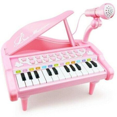 Mini Piano Toy Keyboard For Kids Birthday Gift Age 1+ Pink 24 Keys Toddler Piano Music Toy Instruments With Microphone - Pink.