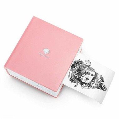 Mini Pocket Printer Portable Bluetooth Thermal Printer Pocket Printer Compatible With IOS + Android For Organizing Office Documents Work List Printing Black And White Picture (Pink)