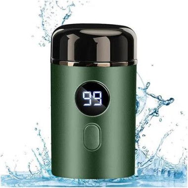 Mini Portable Electric Shaver for Men, Mini Electric Shaver, LED Power Display USB Rechargeable Washable Shaver for Travel (Green)