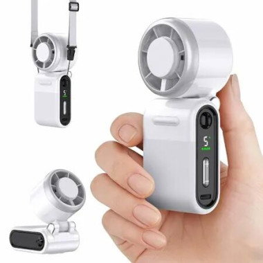 Mini Portable Handheld Turbo Fan â€“ Small but Mighty, Whisper-Quiet,Long-Lasting,5-Speed High-Velocity Rechargeable battery Fan (White)