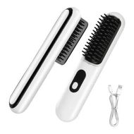 Detailed information about the product Mini Portable Straightening Brush for Travel, USB Rechargeable Negative Ion Hot Comb Straightener for Lightweight Carry (White)