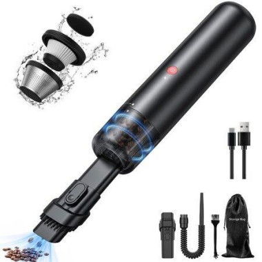 Mini Vacuum - Powerful Car Vacuum Cordless Rechargeable Handheld Vacuum For Dust Sand Crumbs - Ultra-Light Portable Vacuum For Home Car Small Dust Buster (Black)