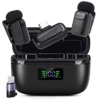 Mini Wireless Lavalier Microphone for iPhone Android PC 3-Level Noise Cancellation,Plug Play Lapel Mic for Video Recording Live Streaming