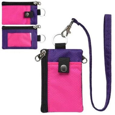 Minimalist RFID Blocking Small Wallet with ID Window,WaterResistant Zip Id Case Wallet with Lanyard Keychain for Cards,Cash,Travel,Women,Men