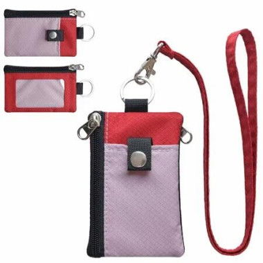 Minimalist RFID Blocking Small Wallet with ID Window,WaterResistant Zip Id Case Wallet with Lanyard Keychain for Cards,Cash,Travel,Women,Men