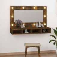 Detailed information about the product Mirror Cabinet With LED Smoked Oak 90x31.5x62 Cm.