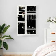 Detailed information about the product Mirror Jewellery Cabinet Wall Mounted White 30x8.5x90 cm