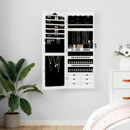 Detailed information about the product Mirror Jewellery Cabinet Wall Mounted White 37.5x10x106 cm