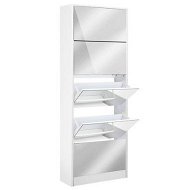 Detailed information about the product Mirrored Shoe Cabinet Storage 5 Drawers Shelf - White