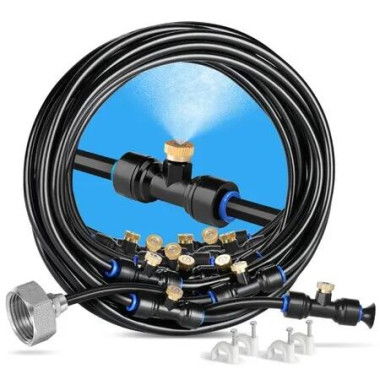 Misting Cooling System 75FT 23M Brass Nozzles Adapter Outdoor Mister Patio Garden Greenhouse Trampoline Waterpark